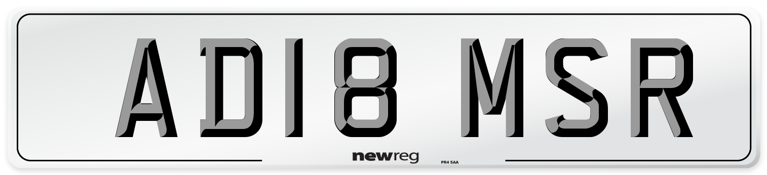 AD18 MSR Number Plate from New Reg